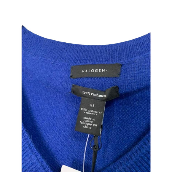 HALOGEN Crew Neck‎ Cashmere Sweater in Blue Surf XS NEW - Picture 2 of 6